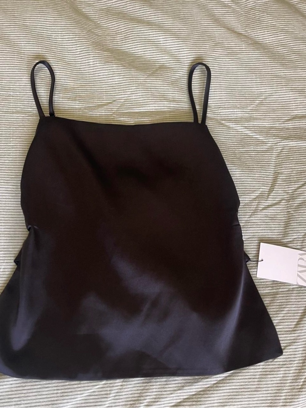 Zara Black Satin Spaghetti Strap Camisole